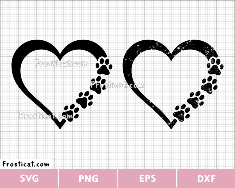 Heart With Paw Svg, Dog Paw Svg, Cat Paw, Love Svg