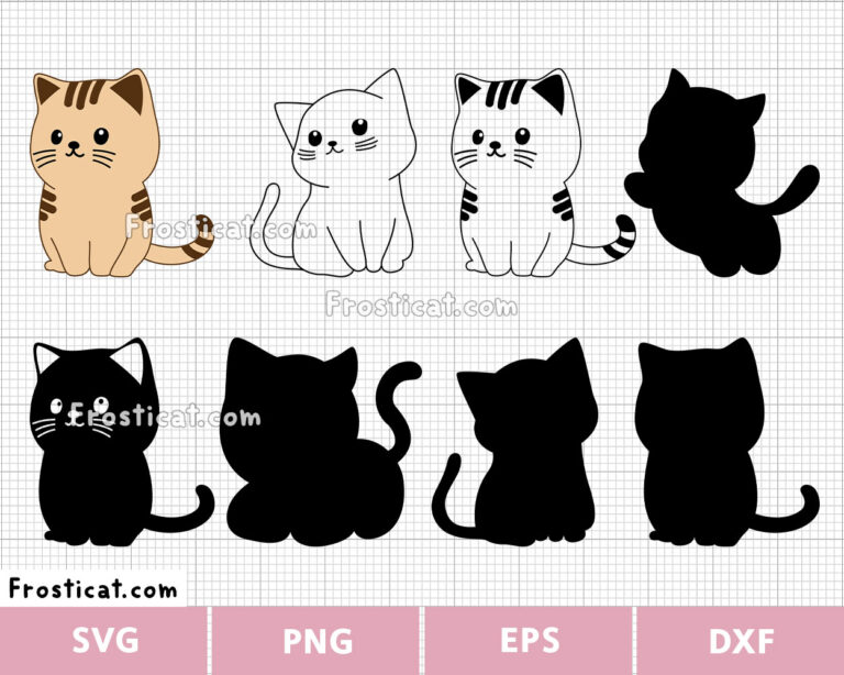 Cute Cartoon Cat Svg Bundle, Cat Svg, Kitten Svg, Pet Svg