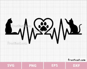 Cat Heartbeat Svg, Cat Svg, Kitten Svg, Pet Svg, Animal Svg