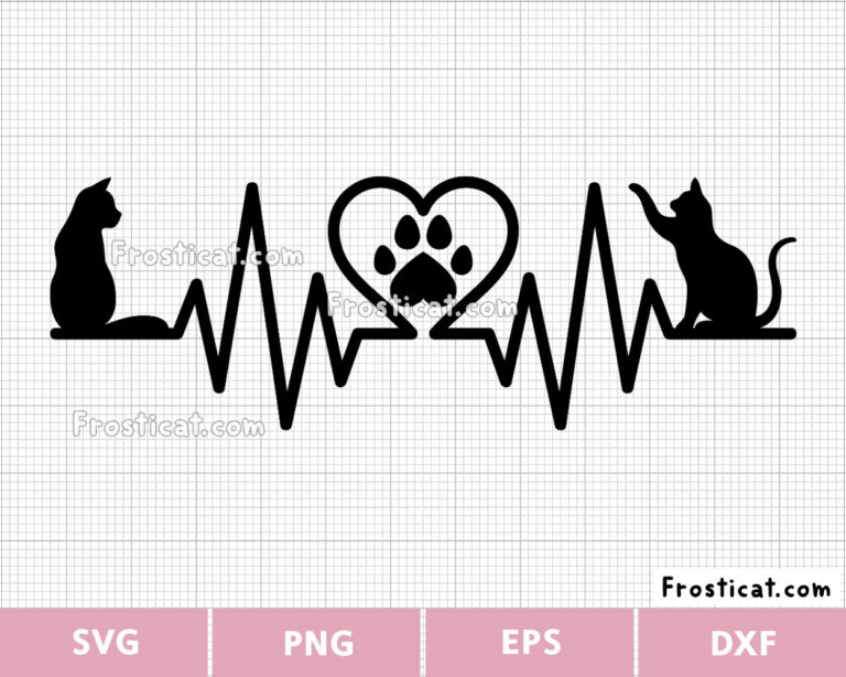 Cat Heartbeat Svg, Cat Svg, Kitten Svg, Pet Svg, Animal Svg