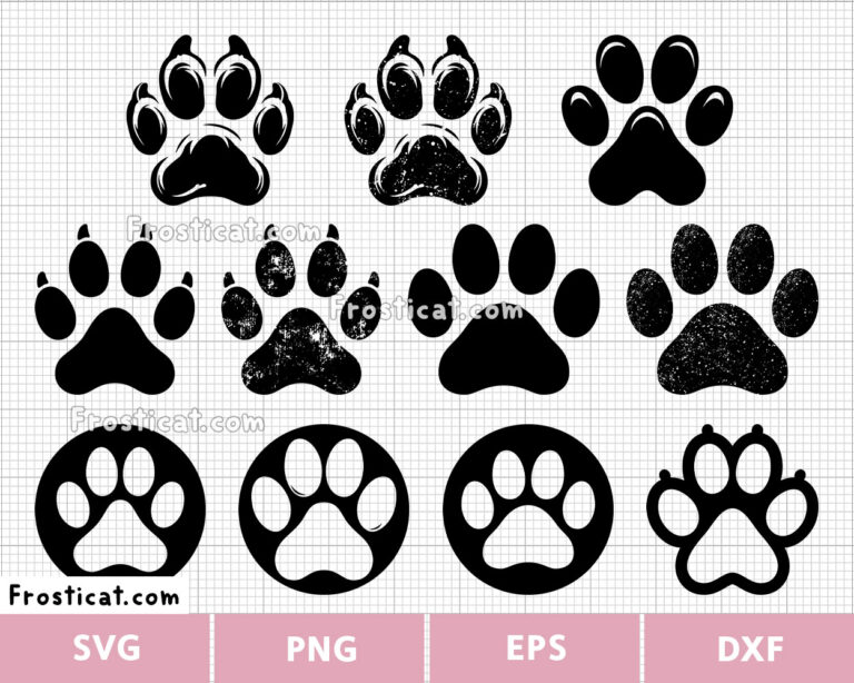 Paw Print Svg Bundle, Dog Paw Svg, Cat Paw Svg