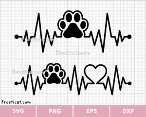 Paw Heartbeat Svg Bundle, Cat Svg, Kitten Svg, Pet Svg