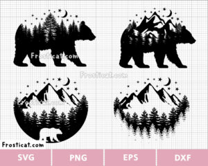 Black Bear Forest Svg Bundle, Mountain Svg, Pine Tree Svg