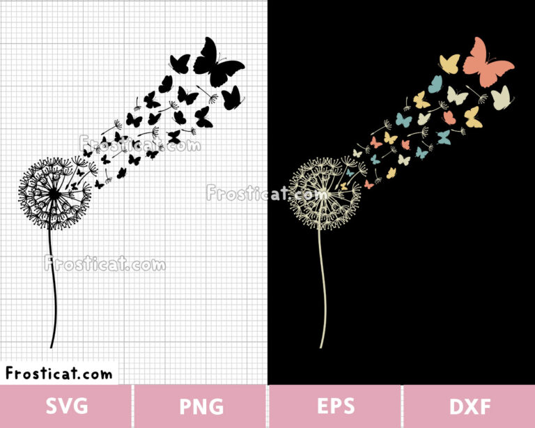 Dandelion Wish Butterflies Svg, Flying Butterflies Svg