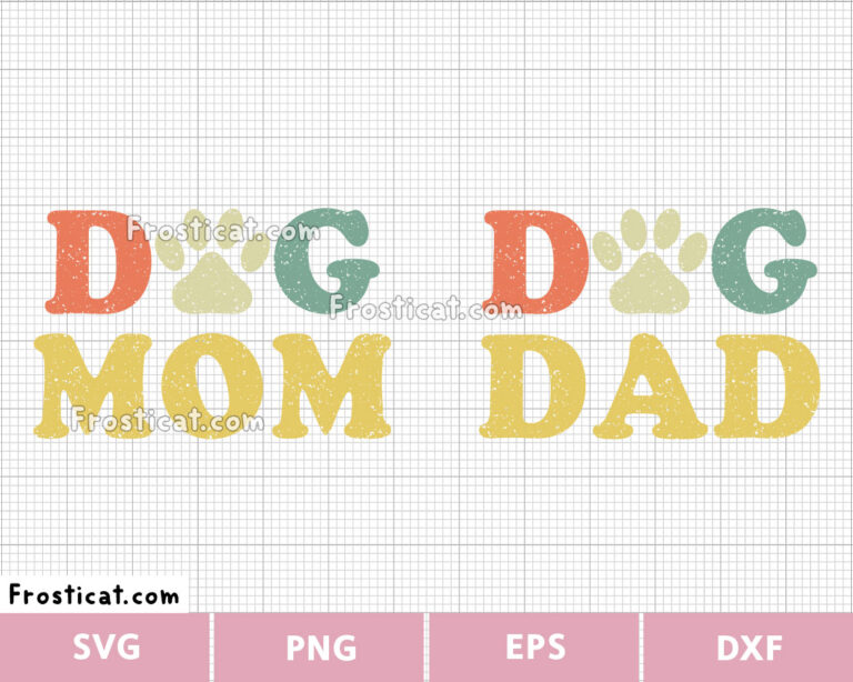 Retro Dog Dad And Dog Mom Svg Bundle, Dog Svg, Dog Paw Svg