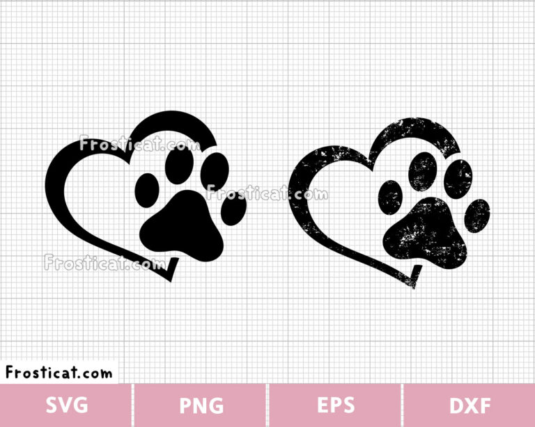 Heart Paw Svg, Dog Paw Svg, Cat Paw Svg, Heart Svg