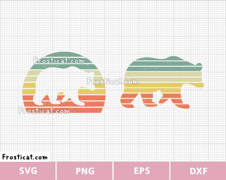 Retro Vintage Bear Svg, Bear Svg, Black Bear Svg, Polar Bear Svg