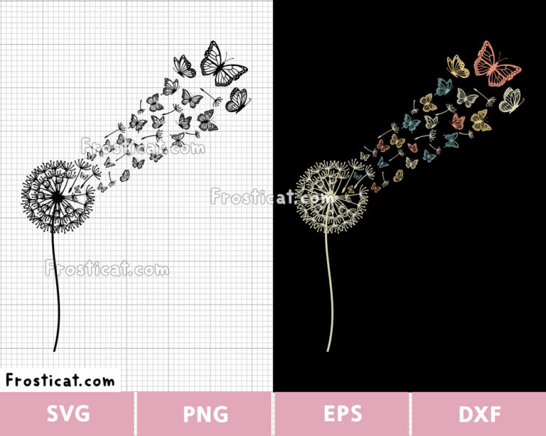 Butterflies Dandelion Wish Svg, Flying Butterflies Svg
