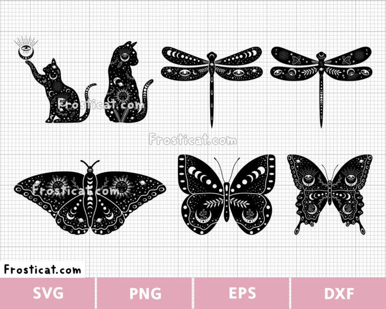 Mystical Moon Celestial Animals Svg Bundle, Halloween Svg