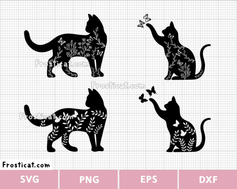 Floral Cat With Butterflies Svg Bundle, Halloween Svg