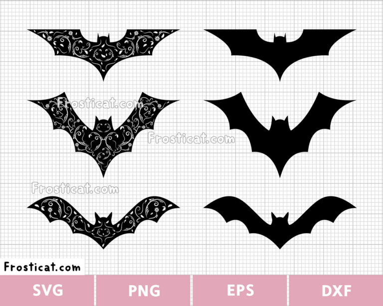 Floral Bat Svg Bundle, Halloween Svg, Bat Svg, Solid Black Bat