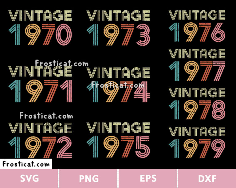 Vintage 1970 Svg Bundle, Birth Year Svg, Birthday Svg, 70s Svg