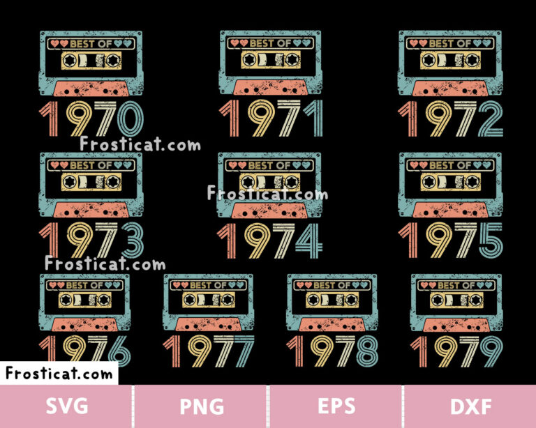 Best Of 1970 Cassette Tape Svg Bundle, Birth Year Svg
