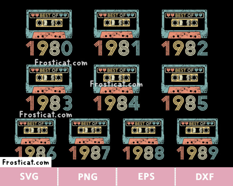 Best Of 1980 Cassette Tape Svg Bundle, Birth Year Svg
