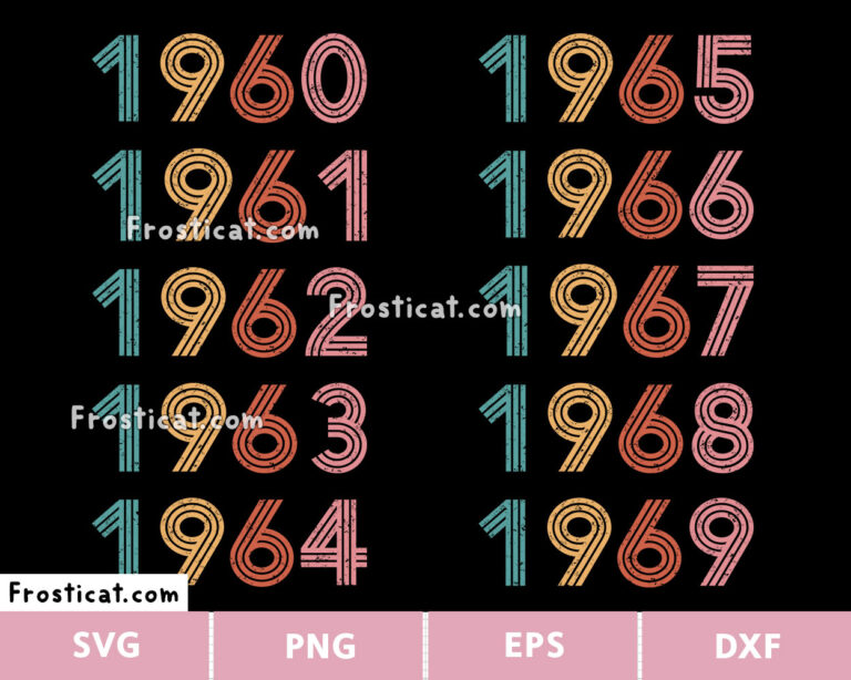 Vintage Birth Year 60s Svg Bundle, Birth Year Svg, Birthday Svg