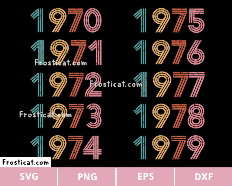 Vintage Birth Year 70s Svg Bundle, Birth Year Svg, Birthday Svg