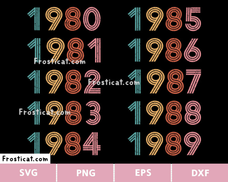 Vintage Birth Year 80s Svg Bundle, Birth Year Svg, Birthday Svg