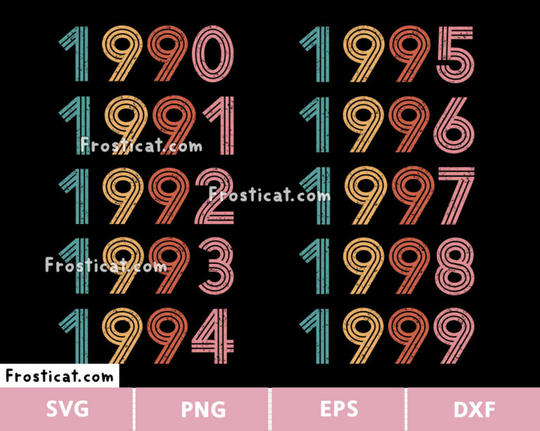 Vintage Birth Year 90s Svg Bundle, Birth Year Svg, Birthday Svg