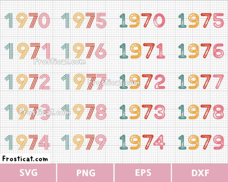 Vintage Birth Year Svg Bundle, Birthday Svg, 70s Svg