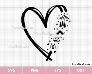 Happy Camper Heart Svg, Camping Svg, Adventure Svg