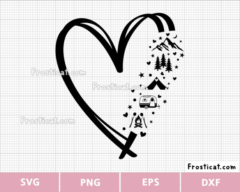 Happy Camper Heart Svg, Camping Svg, Adventure Svg