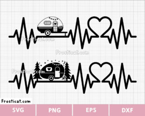 Camping Caravan Heartbeat Svg, Camping Mode Svg, Camper Svg