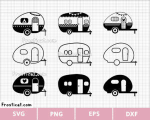 Caravan Camper Van Svg Bundle, Caravan Svg, Camping Svg