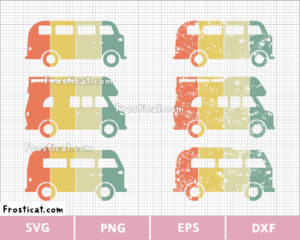 Distressed Vintage Camper Van Svg Bundle, Caravan Svg