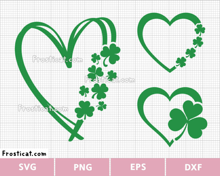 Shamrock Heart Svg Bundle, St Patricks Day Svg, Lucky Svg
