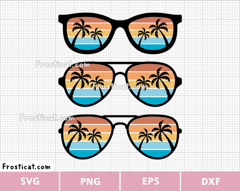 Palm Tree Sunglasses Svg Bundle, Summer Svg, Beach Svg