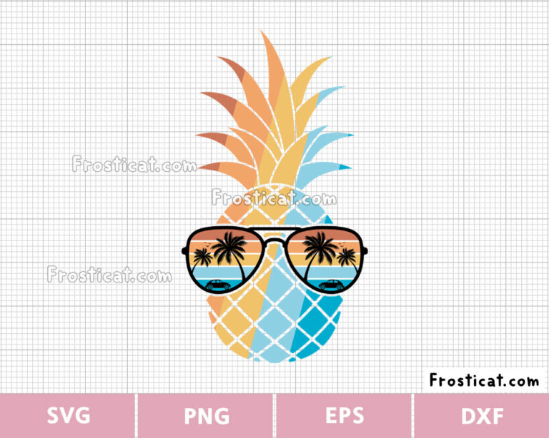 Retro Pineapple Palm Tree Sunglasses Svg, Summer Svg