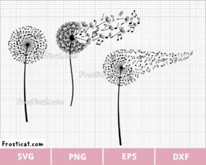 Dandelion With Music Notes Svg Bundle, Dandelion Wish Svg