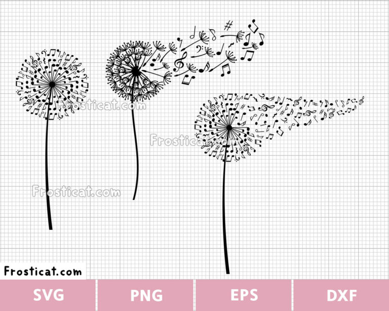Dandelion With Music Notes Svg Bundle, Dandelion Wish Svg
