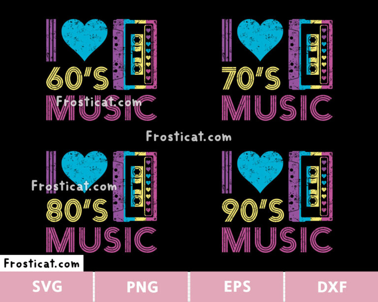 I Love Music Retro Vintage Svg Bundle, Cassette Svg