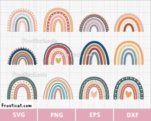 Boho Rainbow Svg Bundle, Rainbow Svg, Bohemian Svg
