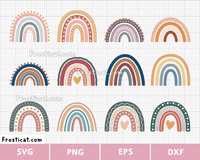 Boho Rainbow Svg Bundle, Rainbow Svg, Bohemian Svg