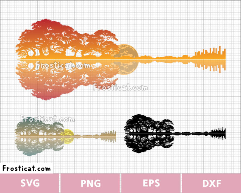 Guitar Lake Shadow Svg Bundle, Guitar Svg, Instrument Svg