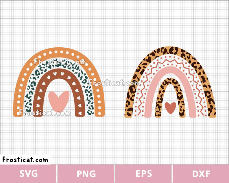 Leopard Boho Rainbow Svg Bundle, Rainbow Svg, Bohemian Svg