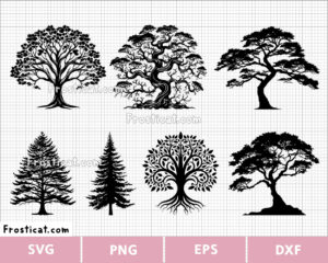 Tree Svg Bundle, Pine Tree Svg, Leaf Svg, Garden Svg, Trunk