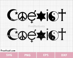 Coexist Svg, Peace Svg, Religion Svg, Christianity