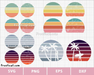 Vintage Sunset Svg Bundle, Retro Sunset Svg, Summer Svg