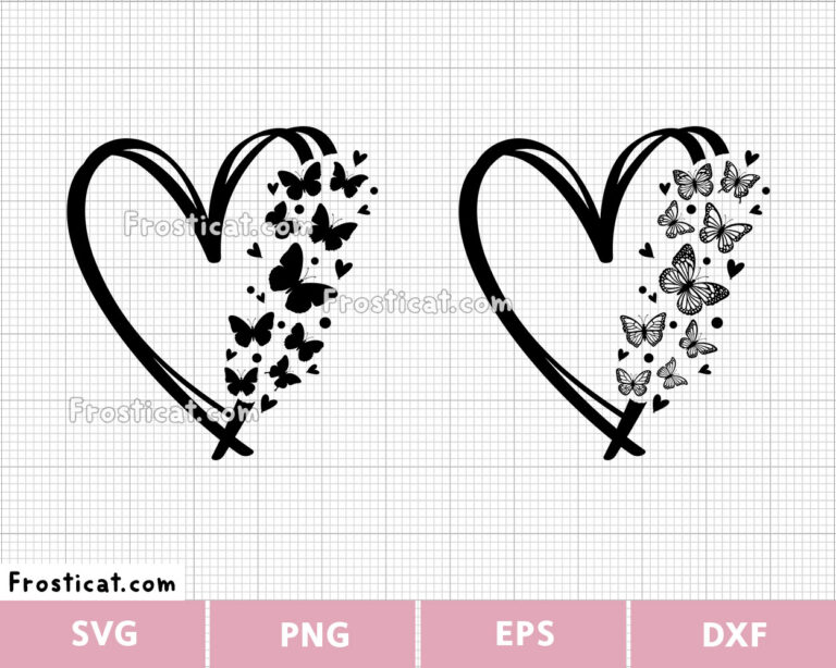 Butterflies Heart Svg, Butterfly Svg, Love Svg, Heart Svg