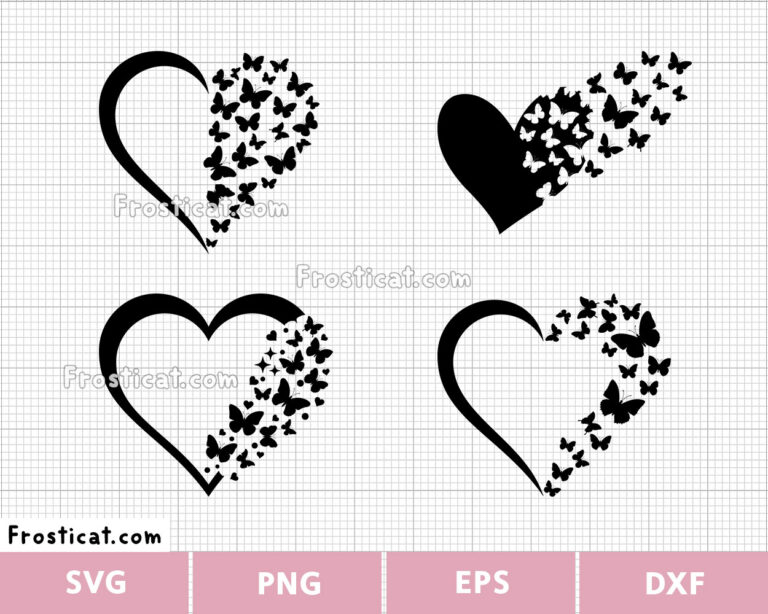 Butterfly Heart Svg Bundle, Butterfly Svg, Love Svg, Heart Svg
