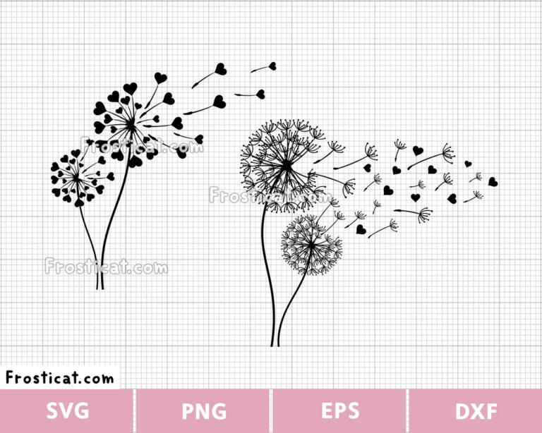 Dandelion Flower Valentine Svg Bundle, Valentines Day Svg
