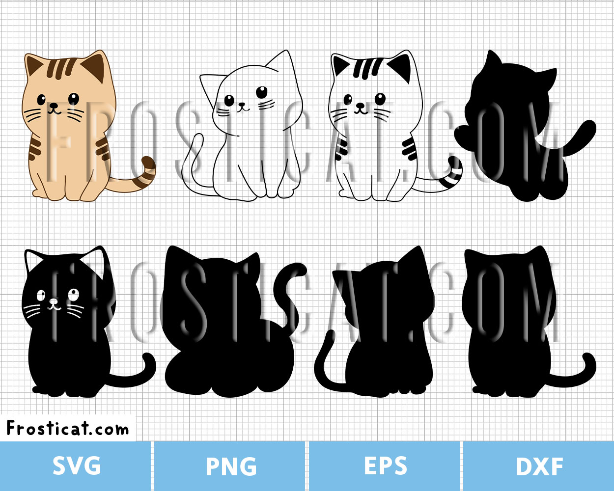 Cute Cartoon Cat Svg Bundle, Cat Svg, Kitten Svg, Pet Svg