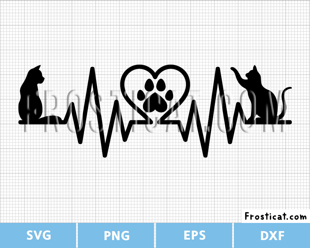 Cat Heartbeat Svg, Cat Svg, Kitten Svg, Pet Svg, Animal Svg