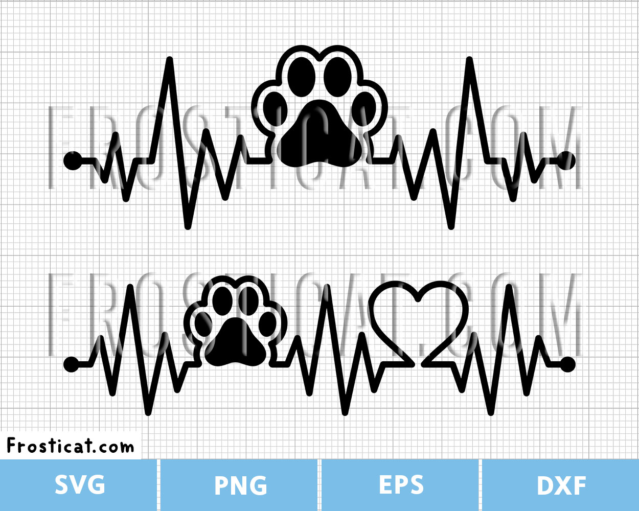Paw Heartbeat Svg Bundle, Cat Svg, Kitten Svg, Pet Svg