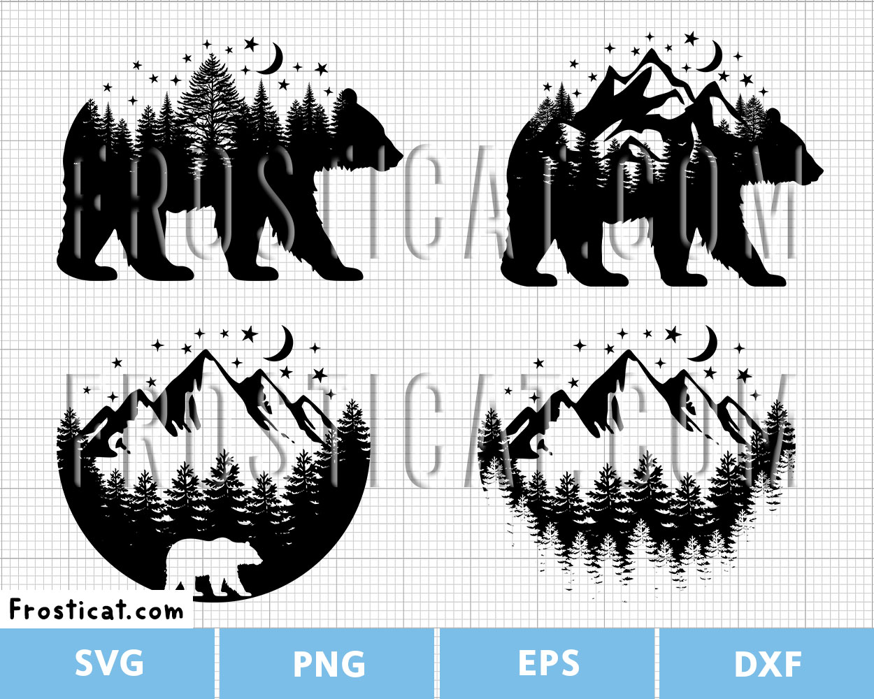 Black Bear Forest Svg Bundle, Mountain Svg, Pine Tree Svg