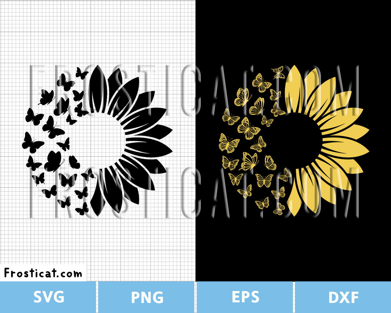 Sunflower Butterflies Svg, Sunflower Svg, Flower Svg, Floral Svg