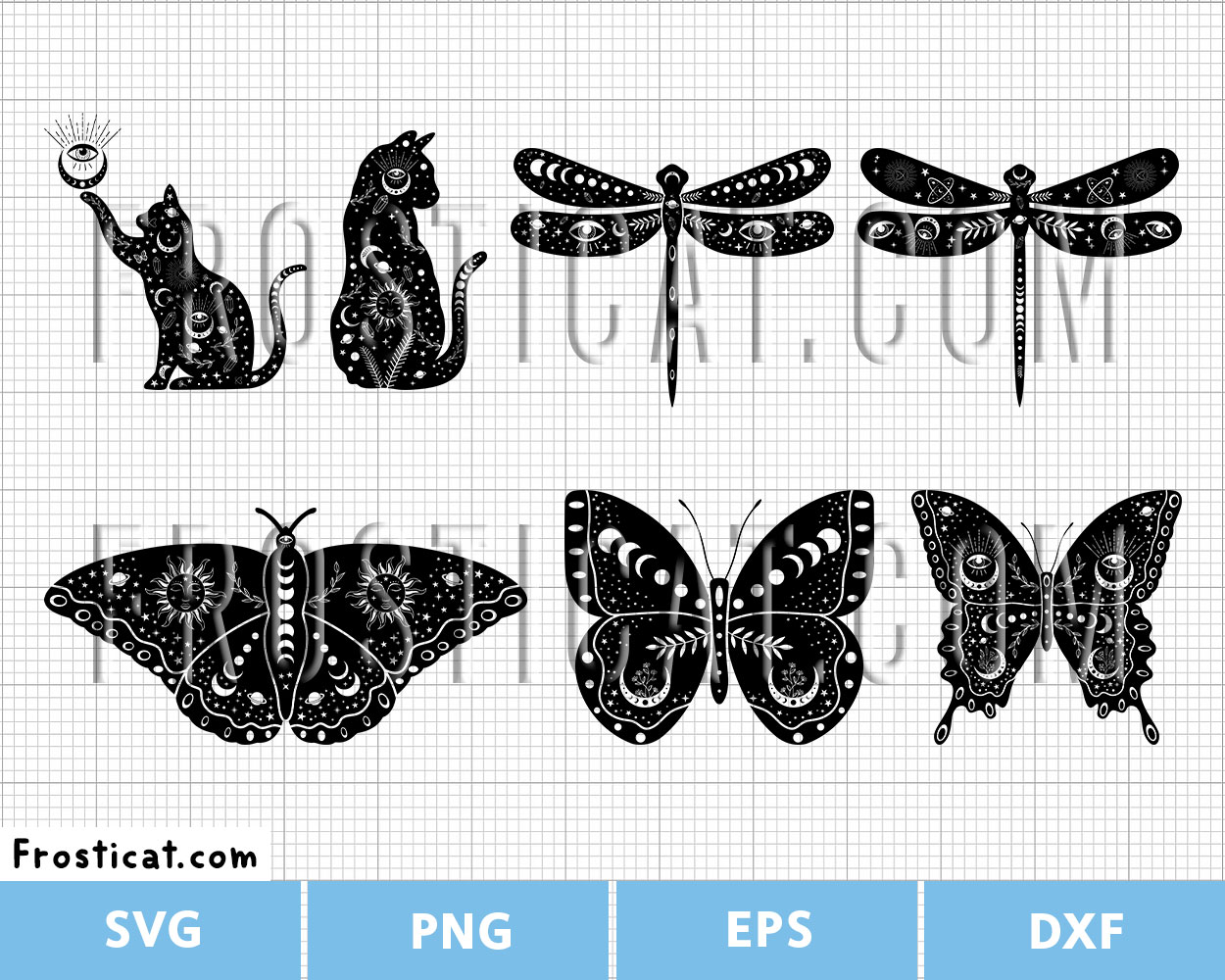 Mystical Moon Celestial Animals Svg Bundle, Halloween Svg
